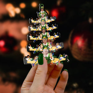 Personalized Photo Acrylic Ornament, 2025 Family Elves, Christmas Ornament, Custom Family Photo Christmas Ornament, Picture Xmas Ornament Gift