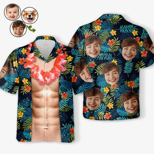 Custom Photo Tropical Hawaiian Shirt, Summer Vacation Gift, Gift For Family Members, Custom Face Shirt