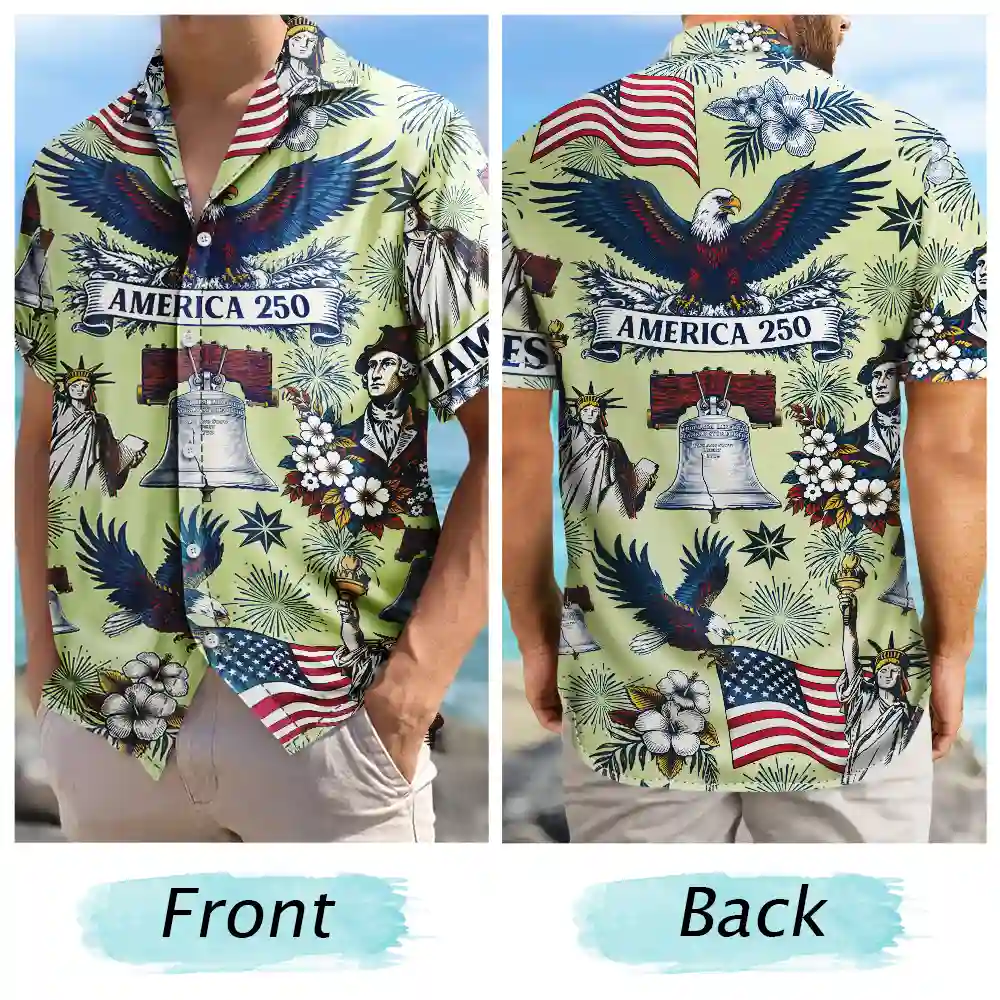 USA 250 Anniversary Eagle 1776 2026 - Personalized Hawaiian Shirt - Patriotic Gift, 4th Of July, 250th Anniversary Gift For Family
