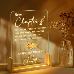 Personalized Retirement Night Light, Happy Retirement LED Light, Custom Retirement Gifts For Women Boss Co-Worker, Retirement Gift Ideas