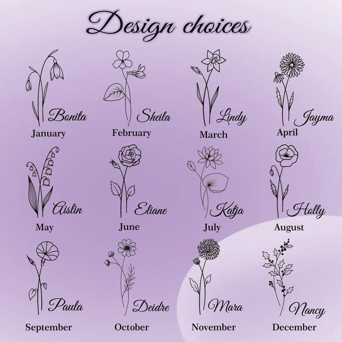 Outline Art Flower Custom Name - Personalized Square Jewelry Box - Gift for Sister, Friend, Birthday Gift