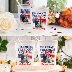 Custom Photo America 250th Anniversary Proud Family - Personalized Frosted Cups