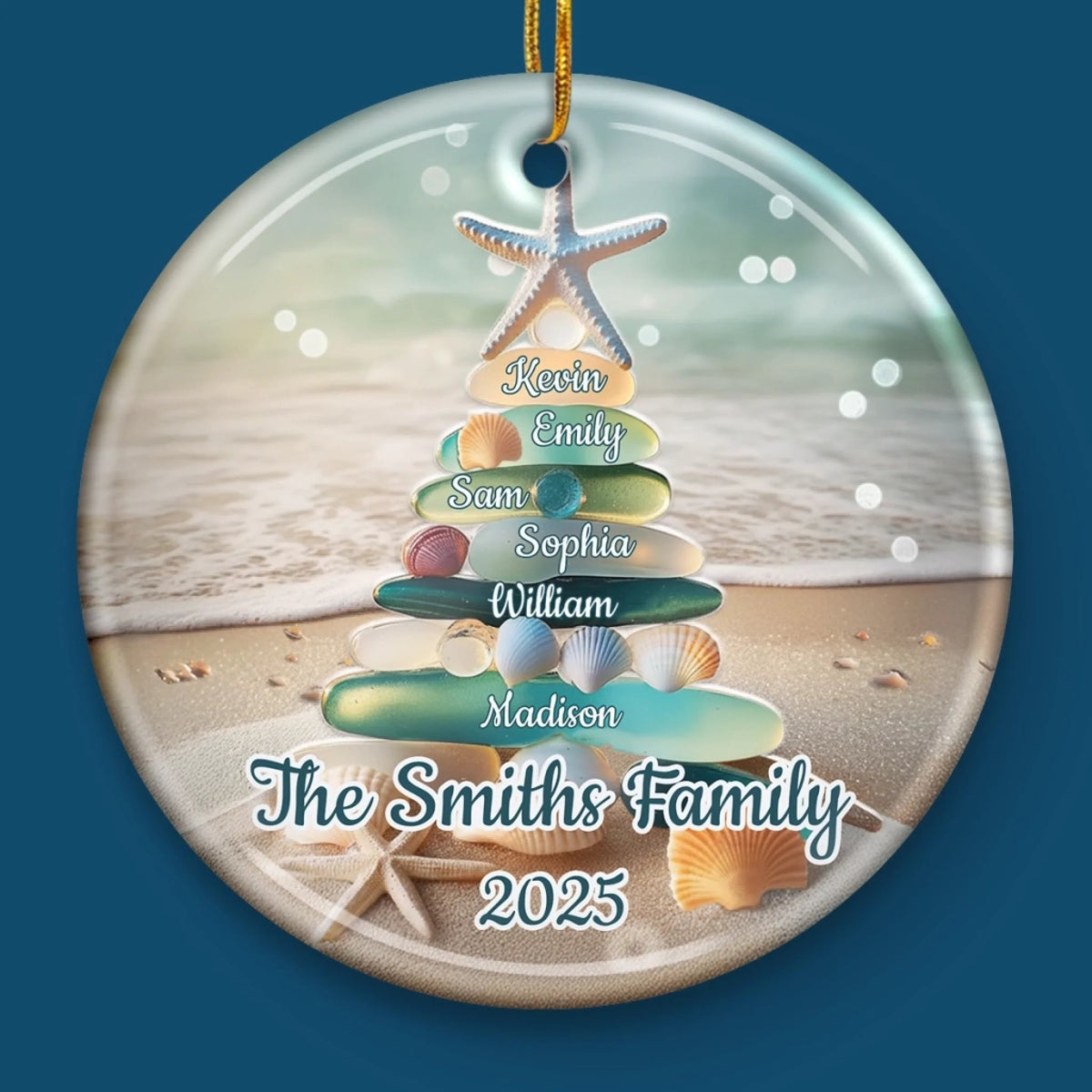 Home In Every Wave Sea Glass - Personalized Ornament - Christmas Gift For Family