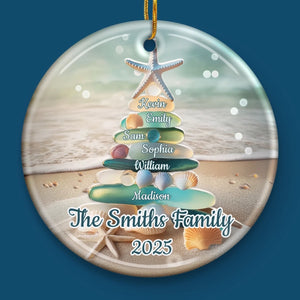 Home In Every Wave Sea Glass - Personalized Ornament - Christmas Gift For Family
