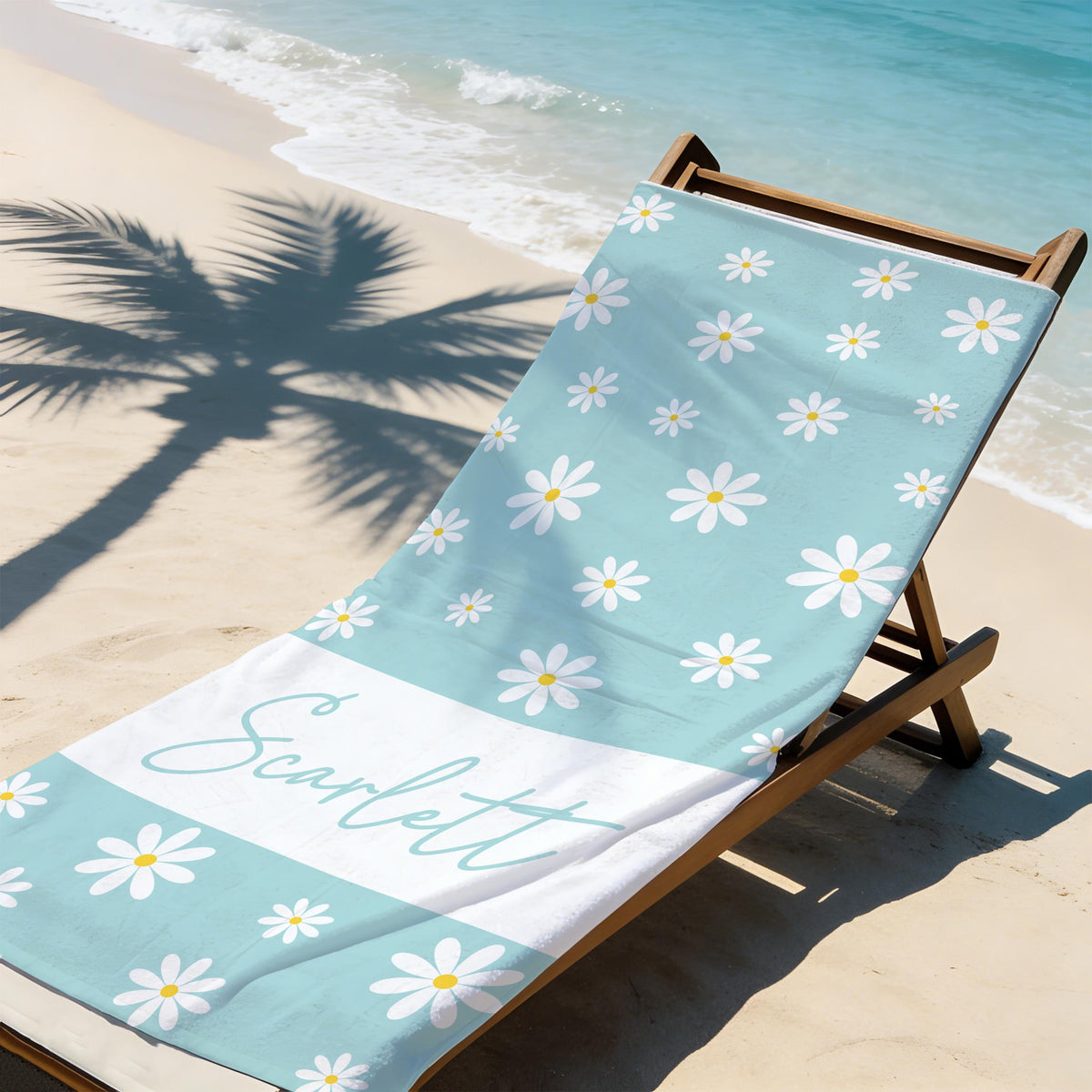 Custom Fashionable Daisy Floral Beach Towel, Pool Towel for Family, Signature Beach Towel For Kids, Tropical Vacation Gift, Beach Lover's Gifts