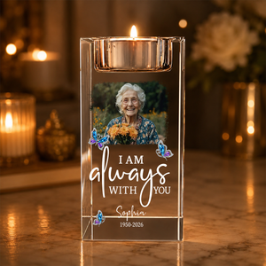 I Am Always With You Personalized Crystal Candle Holder