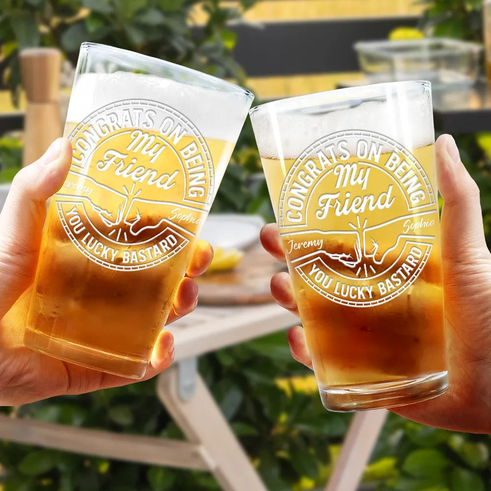 Congrats On Being My Brother You Lucky Man - Personalized Beer Glass - Gift For Brother, Friends, Husband