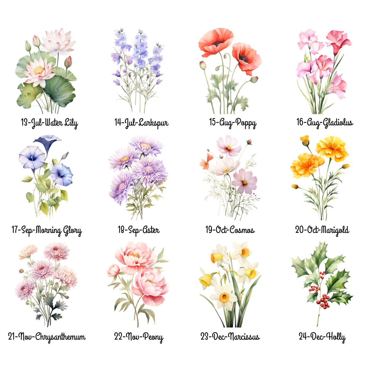 Mom's Garden Birth Flower Bouquet - Personalized Canvas - Gift For Mother, Grandma, Mother's Day Gift