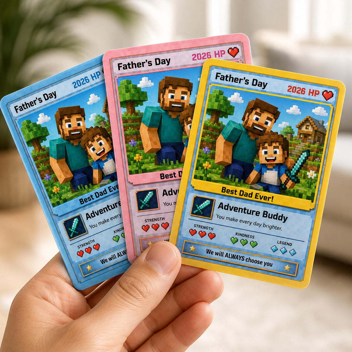 Custom Father's Day Game Card for Dad & Grandpa, Personalized Cartoon Portrait Gift From Kids Keepsake, Father's Day Gift