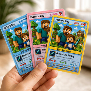 Custom Father's Day Game Card for Dad & Grandpa, Personalized Cartoon Portrait Gift From Kids Keepsake, Father's Day Gift