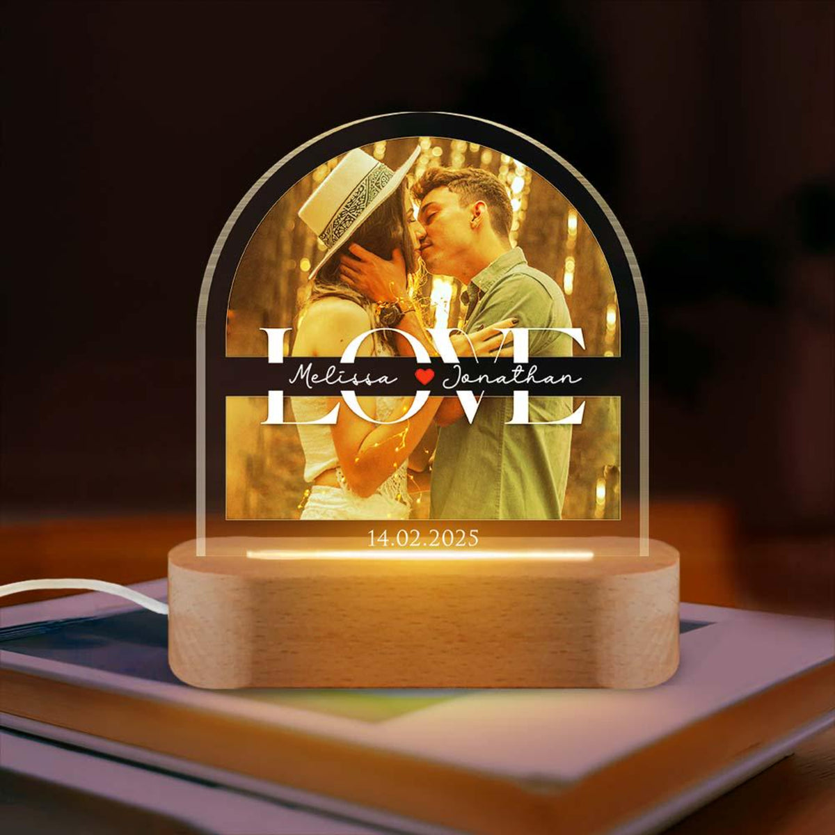Personalized Photo Night LED Light Plaque, Custom Photo Love For Couple, Valentine's Day Gift, Custom Photo Led Night Light, Gift For Couple