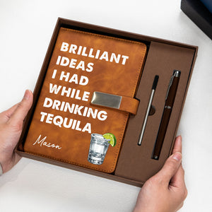 Brilliant Ideas I Had While Drinking - Personalized Notebook Pen Set - Gift For Writer, Office Gift, Gift For Friends