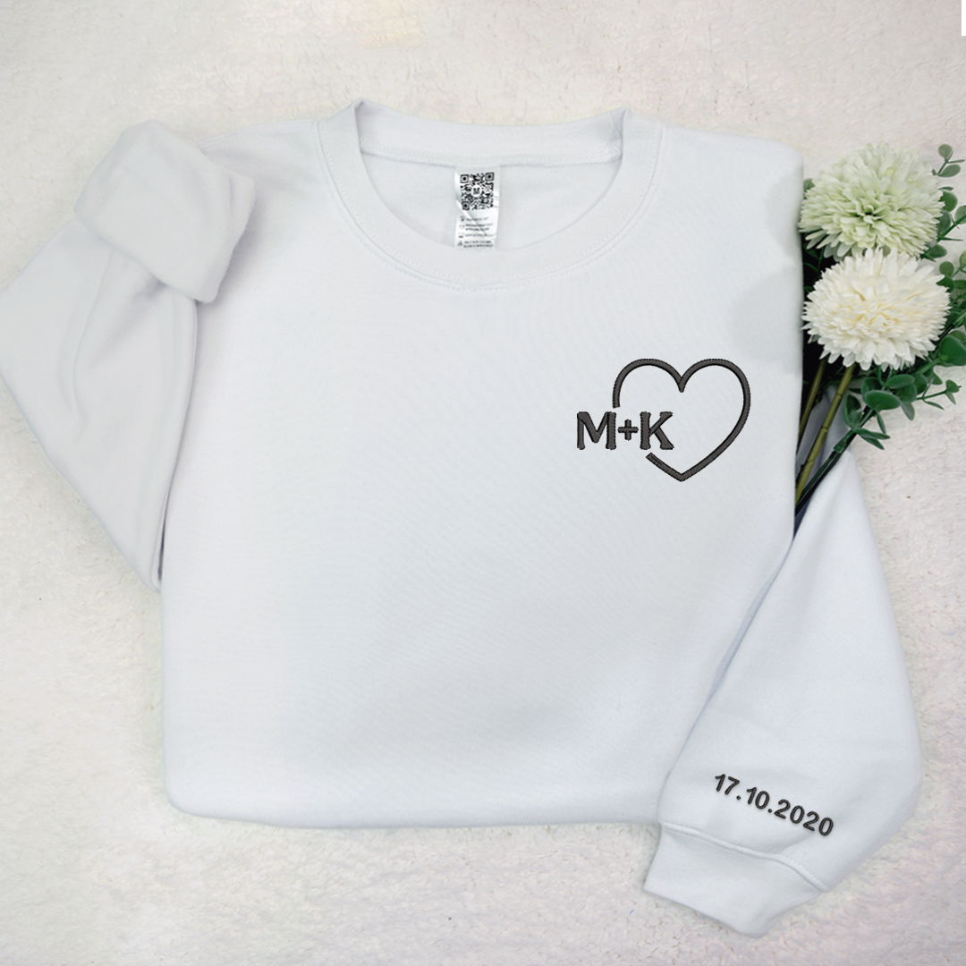 Custom Couple Initials - Personalized Embroidered Apparel - Gift For Couple
