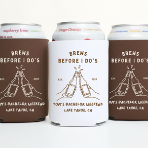 Brews Before I Do Can Cooler, Custom Bachelor Party Favor, Wedding Party Favor