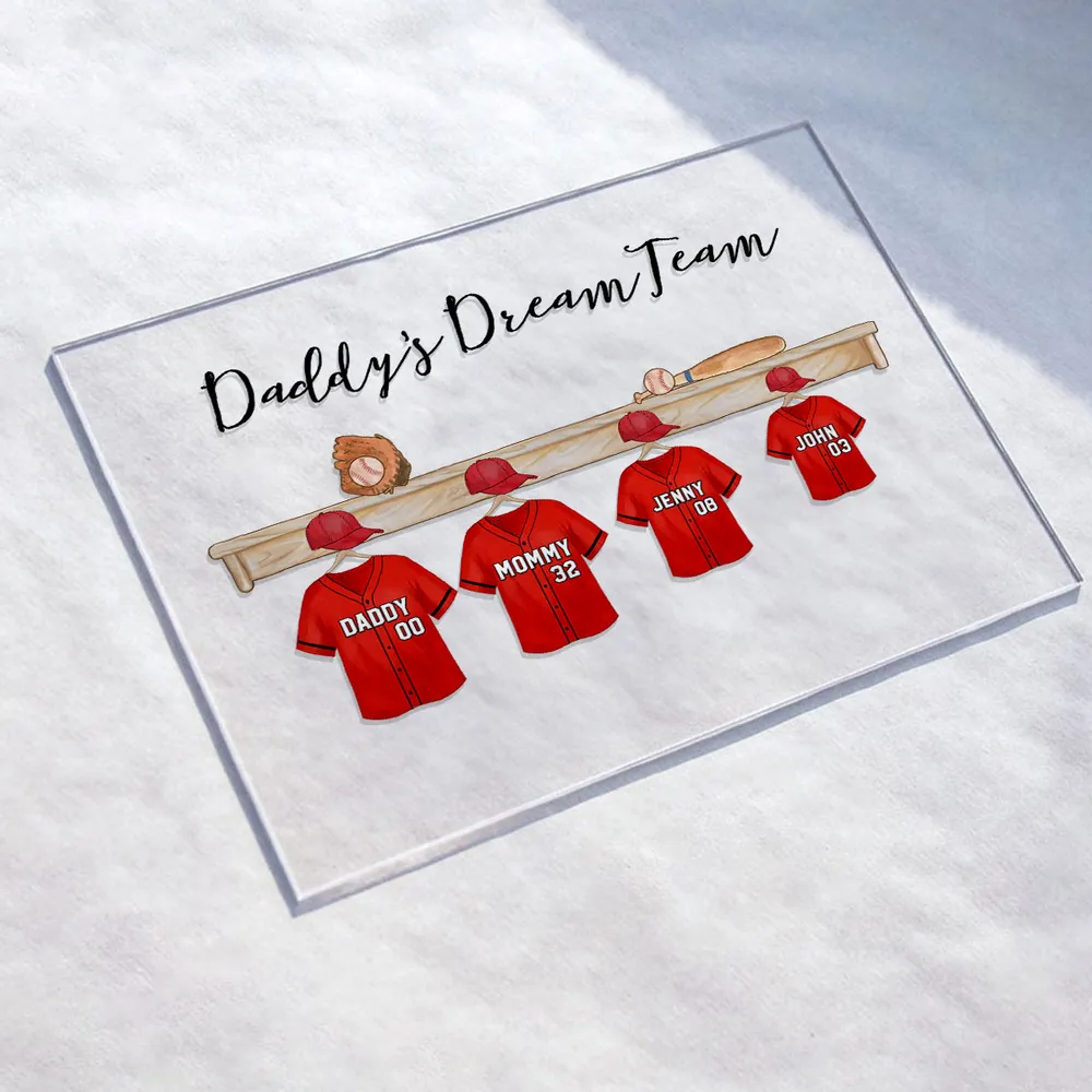 Daddy's Baseball Dream Team - Personalized Acrylic Plaque - Gift For Dad, Father's Day Gift Idea