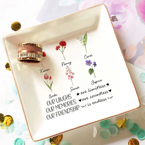 Limitless Laughs Countless Memories Endless Friendship - Personalized Jewelry Plate - Gift For Besties, Friends, Soul Sisters