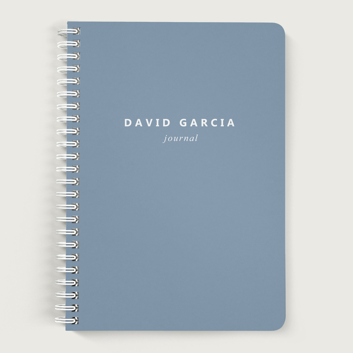 Personalized Notebook for Men, Dusty Blue Journal No Lines, Custom Journal Cover, Spiral Soft Cover Spiral Book