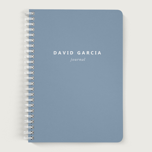 Personalized Notebook for Men, Dusty Blue Journal No Lines, Custom Journal Cover, Spiral Soft Cover Spiral Book