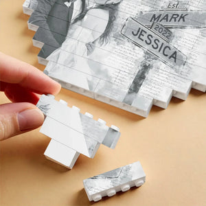 I'm Always With You Sign Post Heart Shaped - Personalized Building Block Puzzle - Anniversary Gift, Valentine's Day Gift For Couple