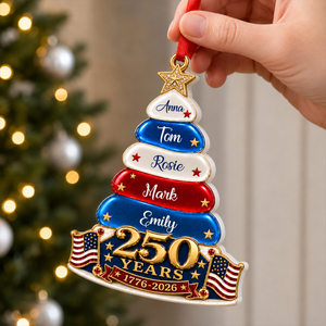 Stars And Stripes Christmas Together We Make A Family Tree - Personalized 3D Ornament