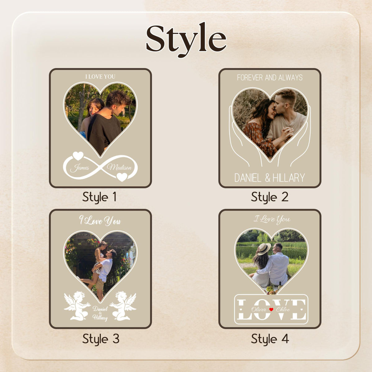 Custom Couple Photo Night Light, Personalized Photo Collage LED Light, Photo with Name Plaque, Desk Lamp, Valentines Gifts For Couple