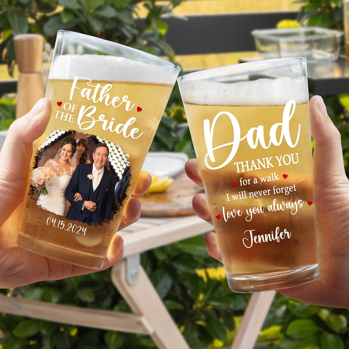Father Of The Bride - Personalized Beer Glass - Gift For Father On Wedding Day, Father's Day Gift