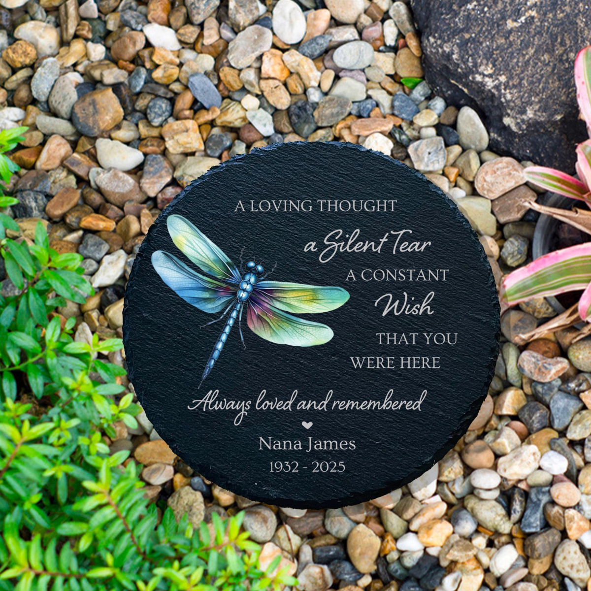 A Silent Tear Memorial Garden Stone, Sympathy Gift, Slate Grave Marker, Keepsake, Remembrance, Bereavement Gift, Loss of a Loved One