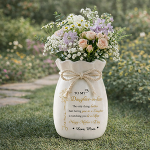 To My Daughter Watching You Being A Mom - Personalized Flower Vase With Ribbon - Gift For New Mom, Gift For Daughter, Mother's Day Gift