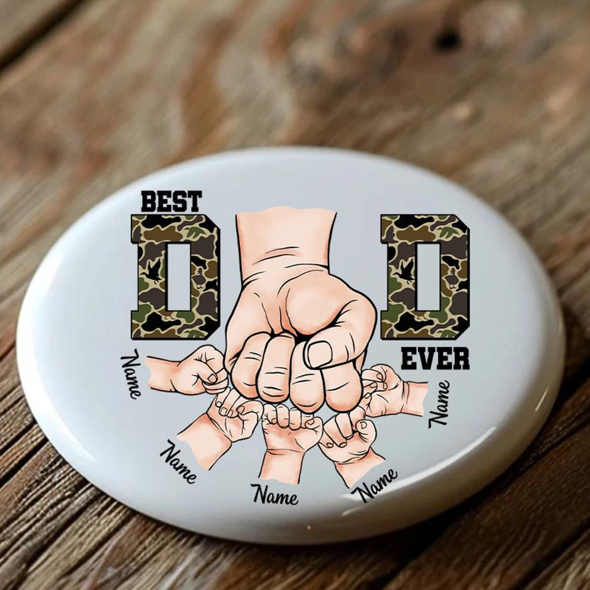 Best Dad Ever Custom Hand Army Dad Custom Name Fathers Day Pin Button, Best Dad Ever Pin, Dad Gifts, Trendy Popular Cool Dad Pin