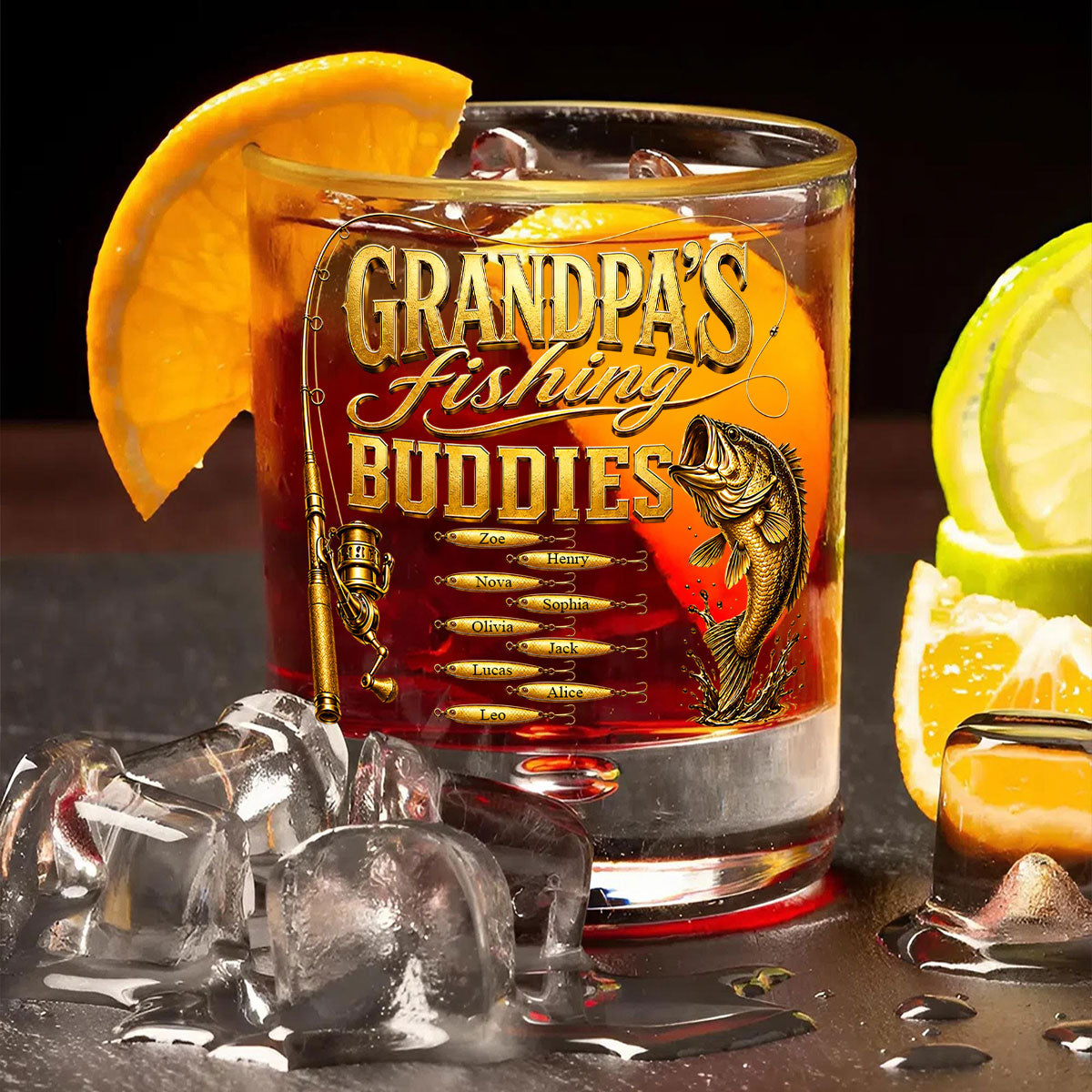 Papa's Fishing Buddies - Whisky Glass Names and Title