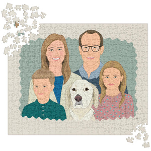 Family Portrait Puzzle, Custom Family Drawing Jigsaw Puzzle from your Photos, Gift For Family