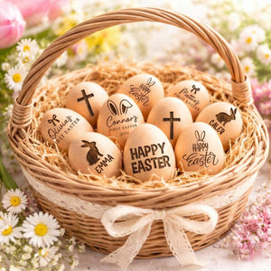 Personalized Wooden Easter Egg Shaker Baby First Easter Basket Filler Engraved Name Keepsake Gift for Toddler Kids
