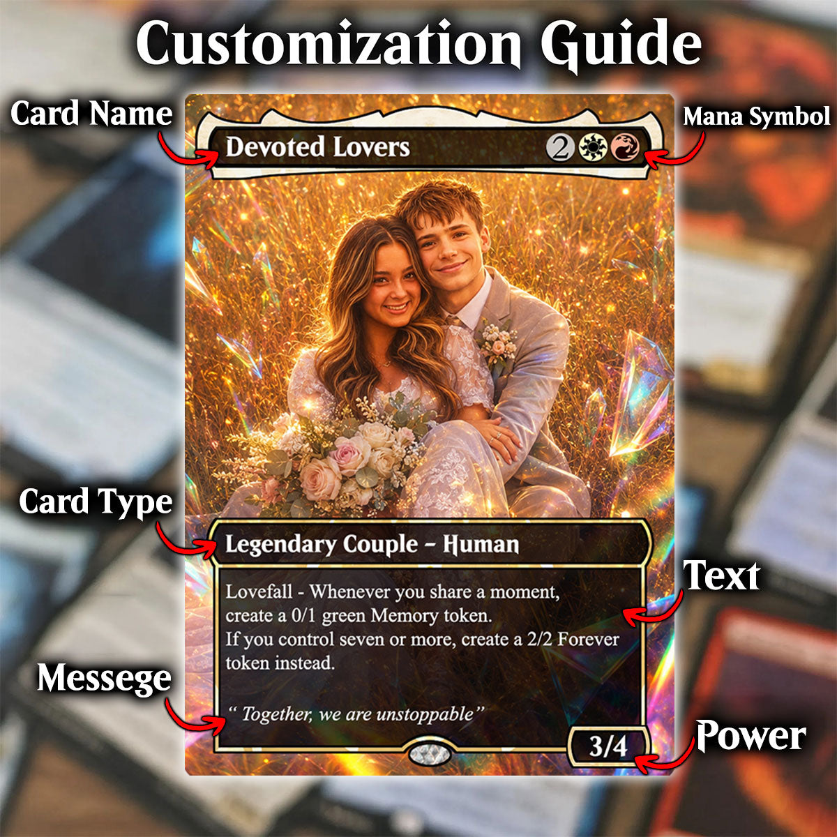 Turn your loved one into an MTG card, Personalized PKM Card for Couples