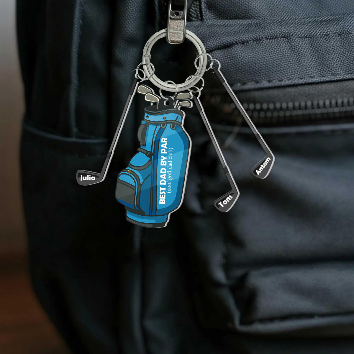 Personalized Golf Keychain for Dad Best Dad by Par Gift with Kids' Names, Father's Day Golf Lover Gift, Custom Dad Keyring, Gifts For Dad