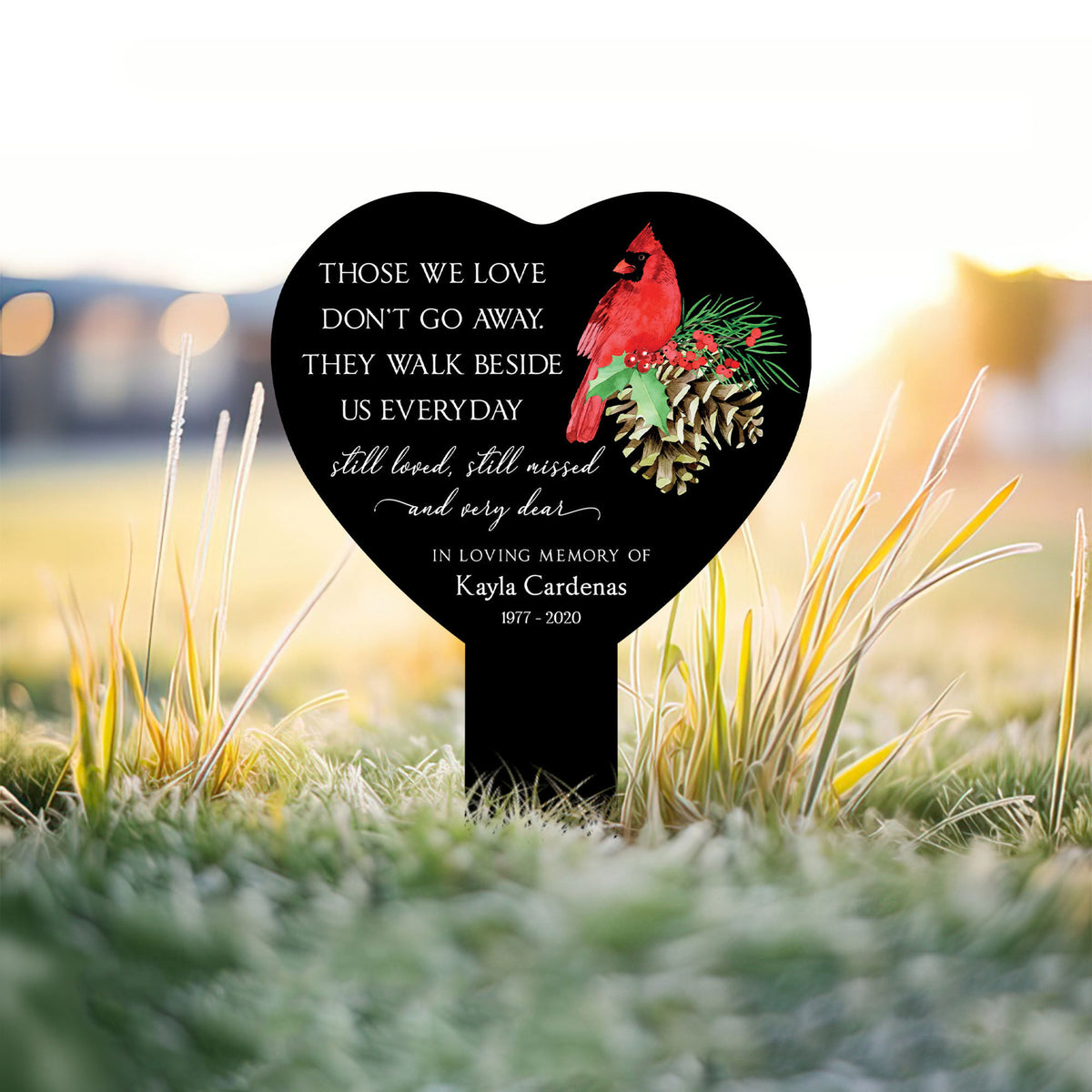 Custom In Loving Memory Stake Acrylic, Tree of Life, Heart Garden Stake, Sympathy Sign, Remembrance Gift, Cardinal Heart, Memorial Plaque