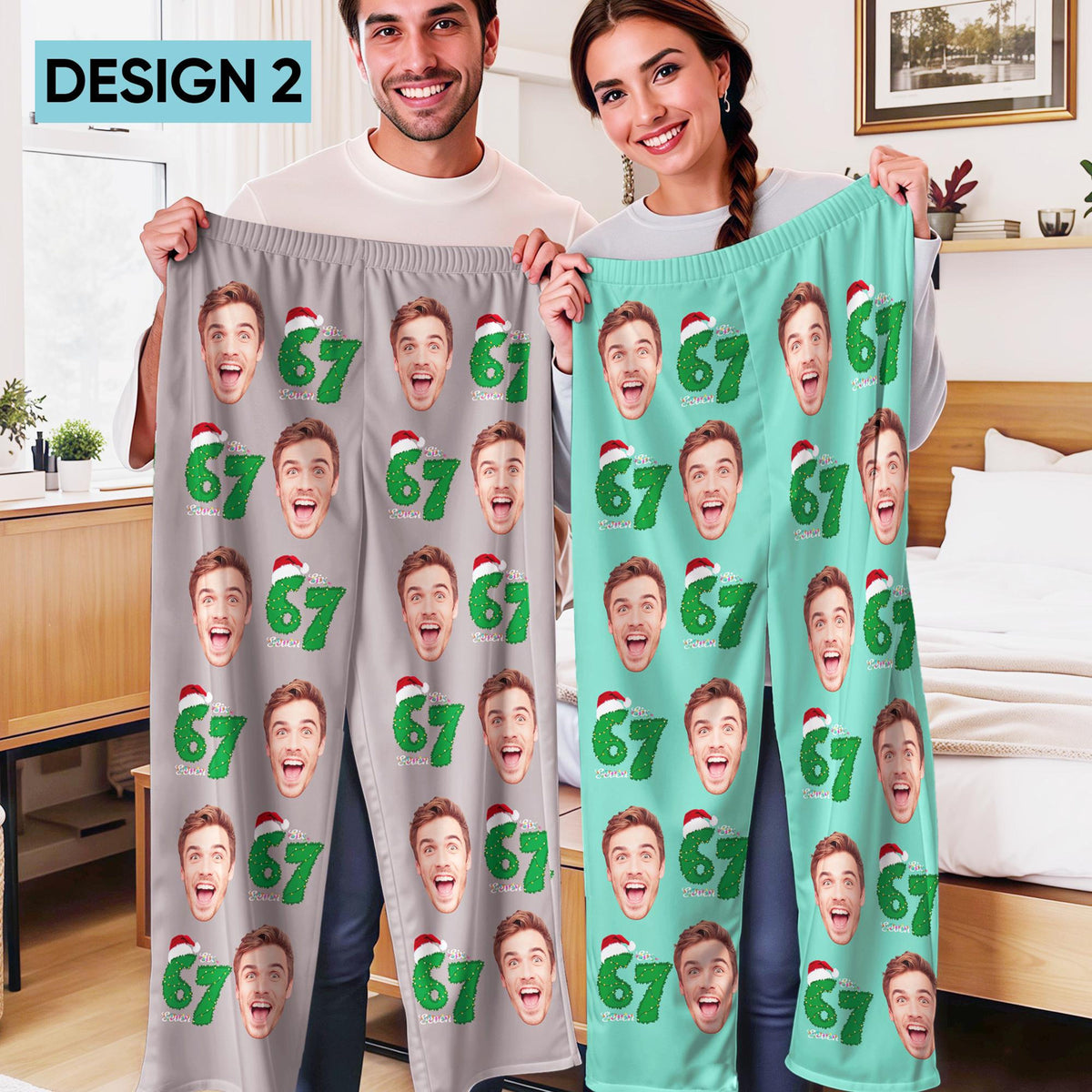 Personalized 67 Meme Pajamas, Custom Face Christmas Pajama Pants