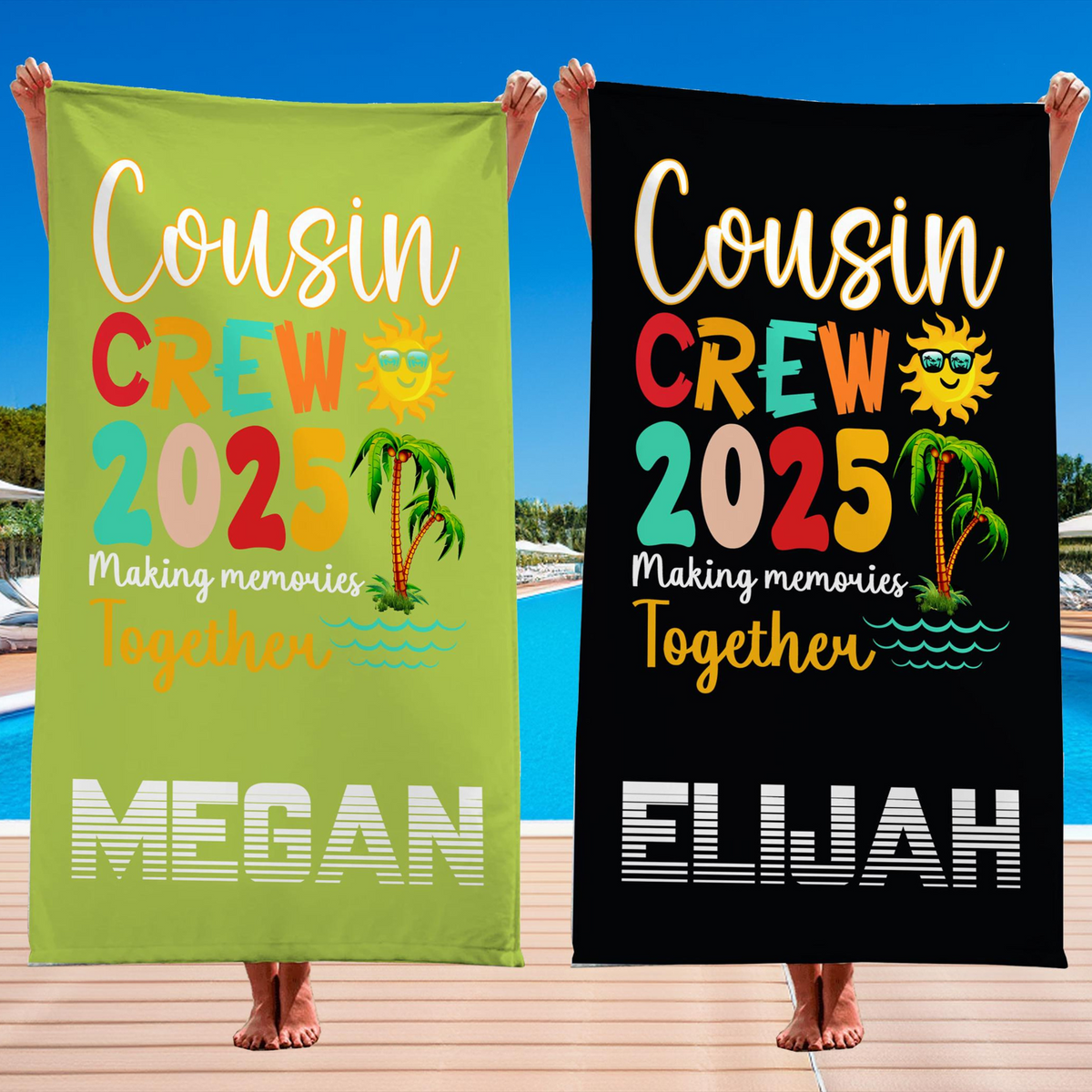Custom Cousin Crew Beach Towel, Matching Cousin Trip Gift, Family Reunion Gift, Cousin Vacation Unique Gift, Kids Birthday Pool Party Gift