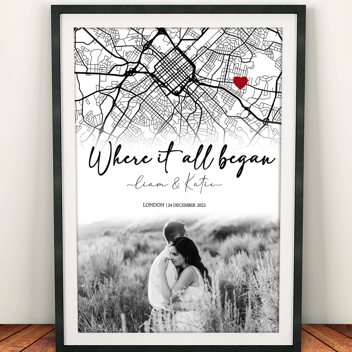 Where It All Began - Personalized Canvas - Engagement Picture Gift, Anniversary Gift For Couple, Custom Map Location