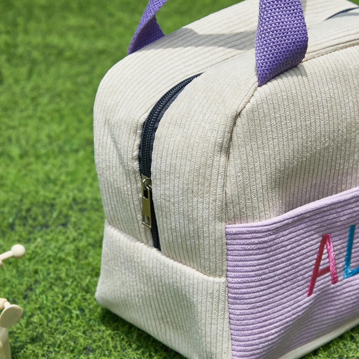 Embroidery Name Lunchbox Bag Corduroy Personalized Lunch Bag With Yarn Name Gift for Kid Gifts, Back to School Kid Lunch Bag