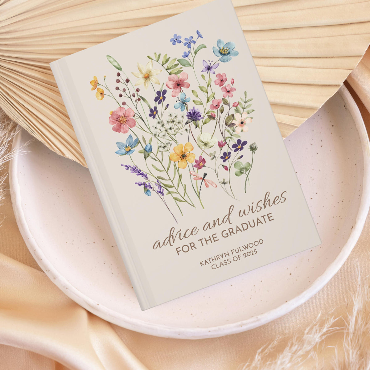 Custom Wildflower Graduation Guest Book, Personalized Floral Graduation Advice & Wishes To The Grad, Masters