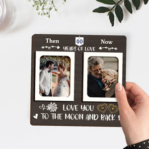 Then And Now Custom Couple Photo - Personalized Wooden Plaque - Anniversary Gift For Couple