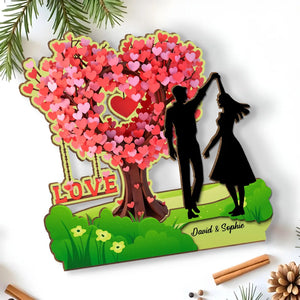 Love Tree Couple - Personalized Wooden Plaque - Valentine's Day Gift, Anniversary Gift For Couple