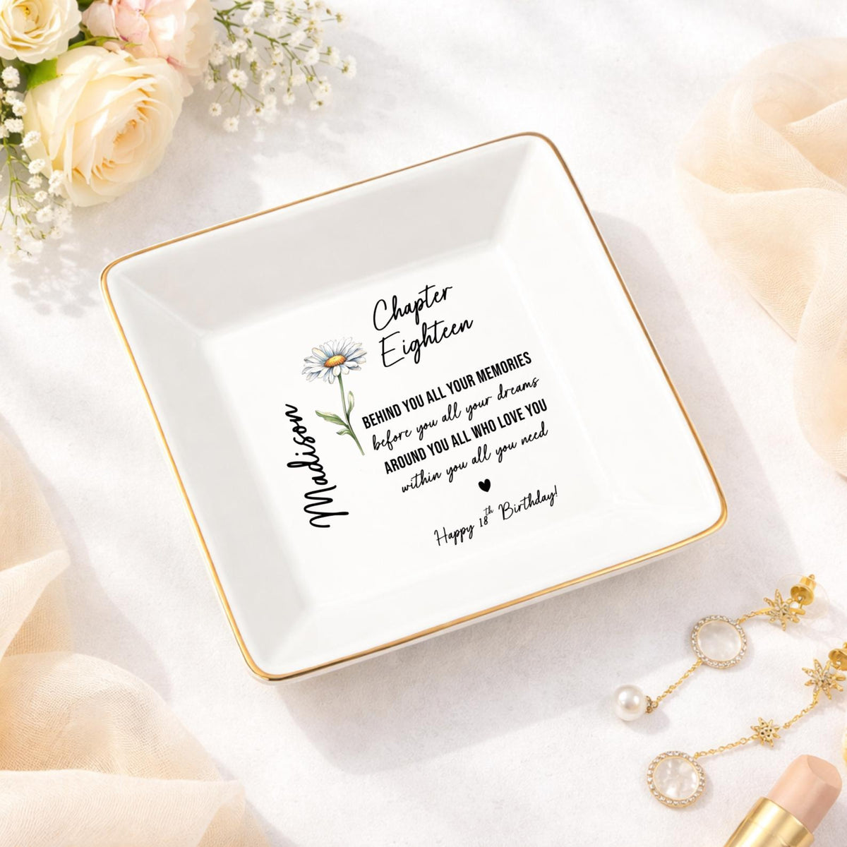 18th Birthday Gift For Her, Personalized 18 Birthday Ring Dish, 18th Birthday Gift Daughter Niece Sister