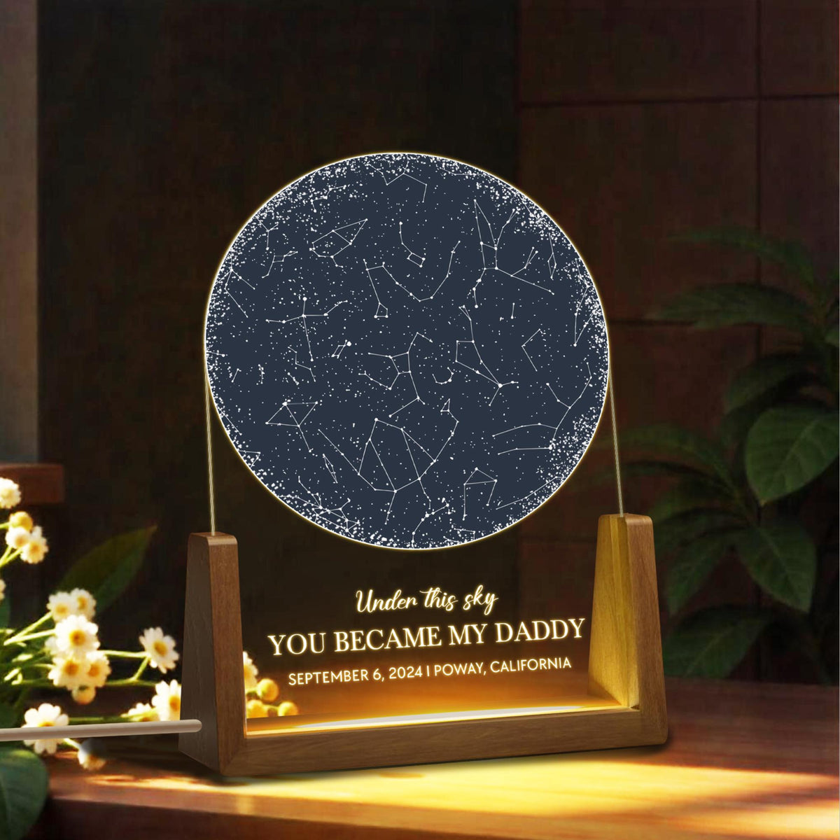 Custom Star Map by Date, Fathers Day Gift, Night Sky Night Light, Gift for Daddy, Gift for Dad From Daughter Son, The Day You Became My Dad
