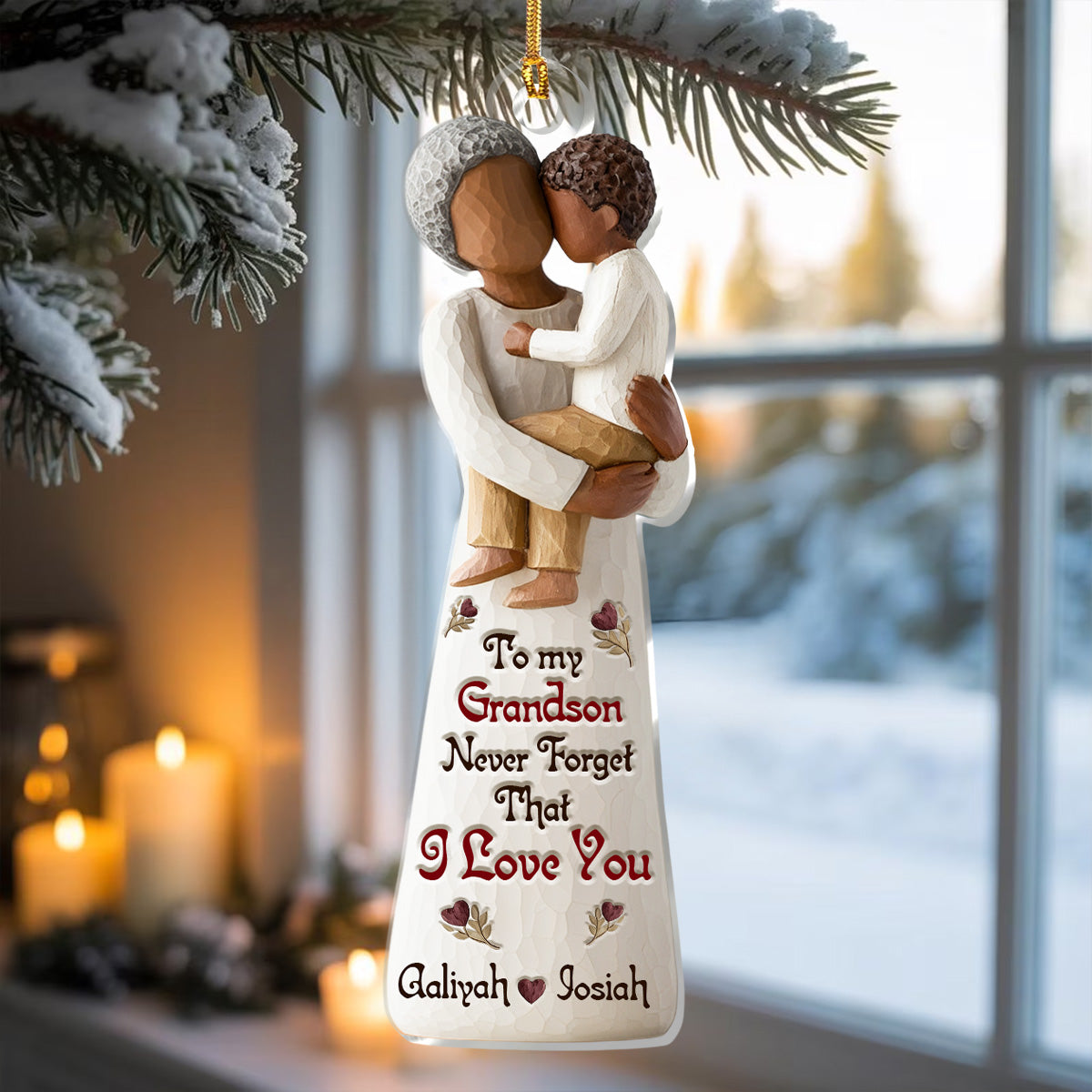 Never Forget That I Love You - Personalized Acrylic Ornament - Christmas Gift For Grandkid