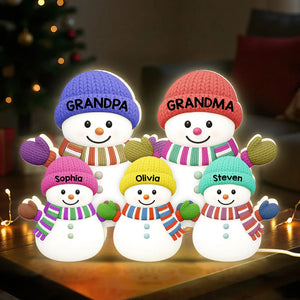 3D Effect Heartwarming Christmas Snowman Family - Personalized Acrylic Light Box - Christmas Decoration For Family