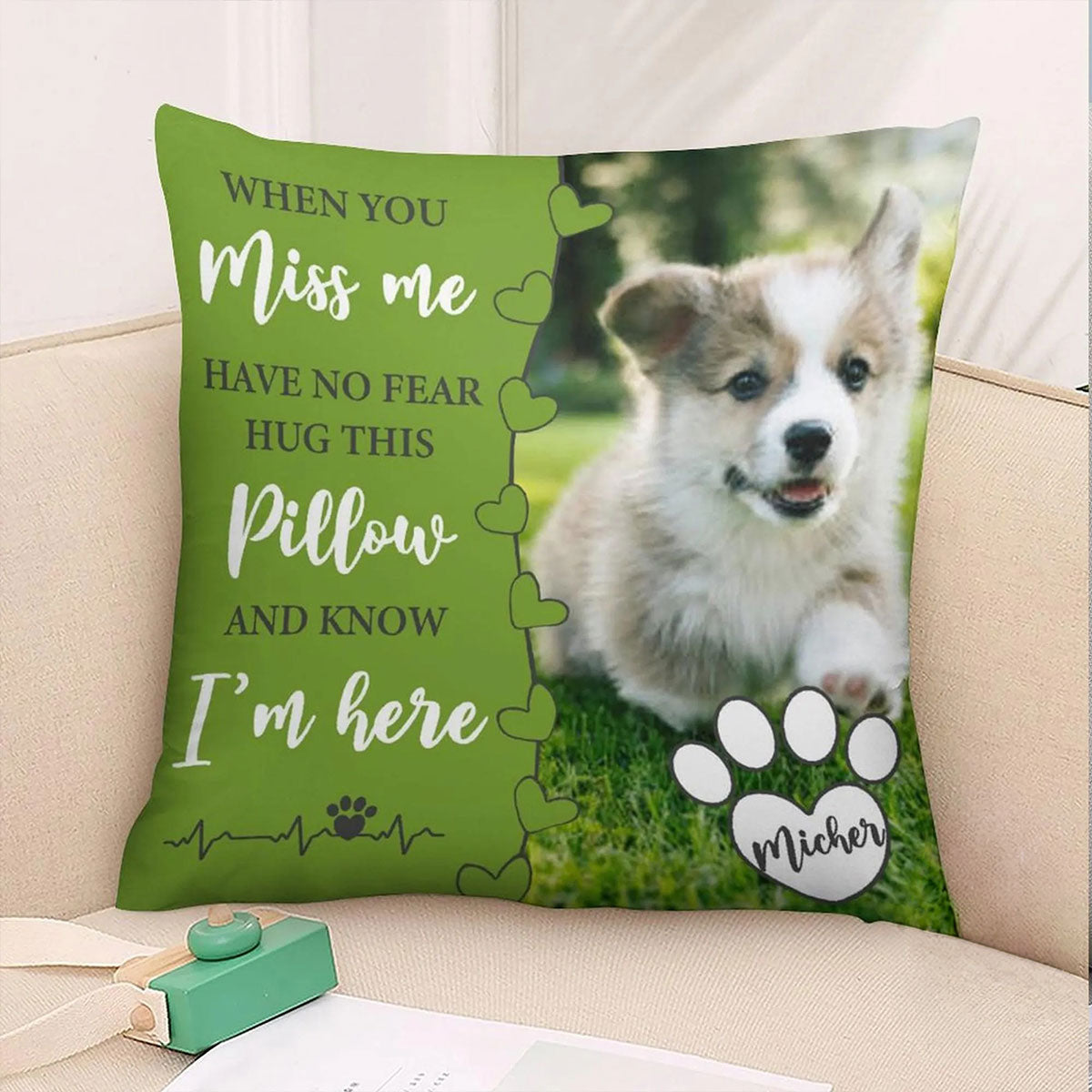 When You Miss Me - Personalized Memorial Pillow With Pet's Photo