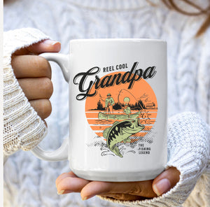 Reel Cool Grandpa Fishing Retro Mug, Fishing Gift for Grandpa, Fishing Grandpa Coffee Mug, Father's Day Gift, Gift for Grandpa, Grandpa Gift