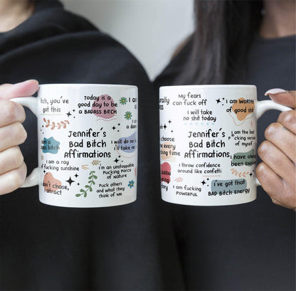 Bad Btch Affirmations Funny Mug For Coworkers, Friends, Self Gift, Daily Reminder Cup, Positive Vibes Mug