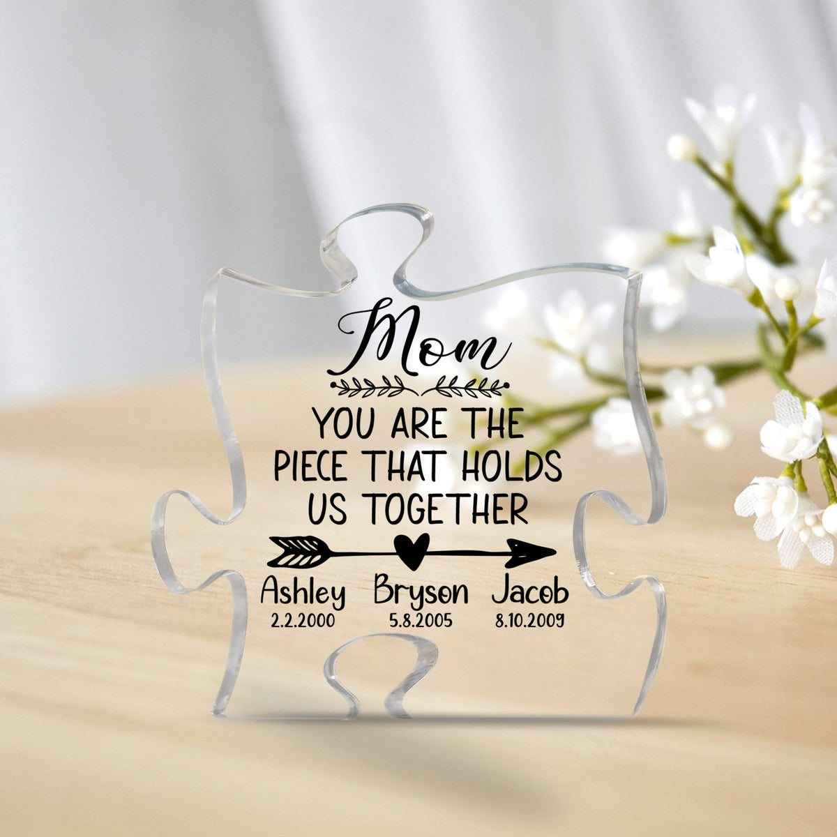 Personalized Acrylic Puzzle, You Are The Piece That Holds Us Together, Custom Kid Name, Mother's Day Gift, Unique Gift, Gift For Mom
